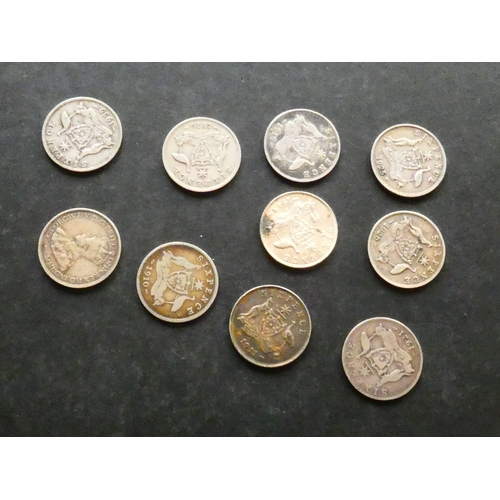 67 - COINS. Australia,  collection of silver Sixpences, including 1910, 1911, 1919M, 1921, 1925, 1926, 19... 