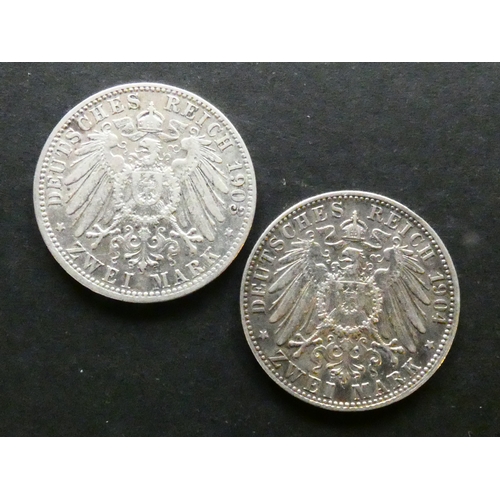 106 - COINS. German States,  Bavaria, King Otto Wilhelm Luitpold Adalbert Waldemar (1886-1913), silver 2 M... 