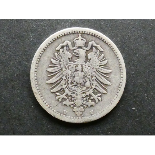 109 - COIN. Germany,  Empire (1871-1918), silver 50 Pfennig, 1877 E, Dresden mint, KM7, NF