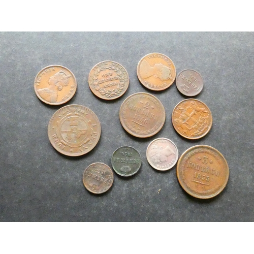 152 - COINS. World, small collection including India [¼ Anna (1835, 1858, 1862, 1889), ¼ Rupee (1840)], Ru... 