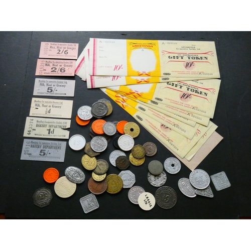 159 - TOKENS.  Great Britain, Co-op tokens, collection of early to late 20th century pieces, including iss... 