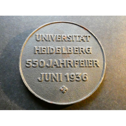 176 - MEDALLION.  Germany, 1936, 550th anniversary of Heidelberg University, obverse; a lion rampant, left... 