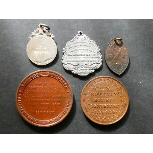 180 - MEDALS & MILITARIA. Great Britain, Small group of church-related medals and medallions, including 18... 