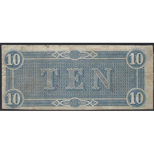 10 - BANKNOTE.  Confederate States of America, Richmond, 10 Dollars, 17.2.1864, 4 series, letter C, sign.... 