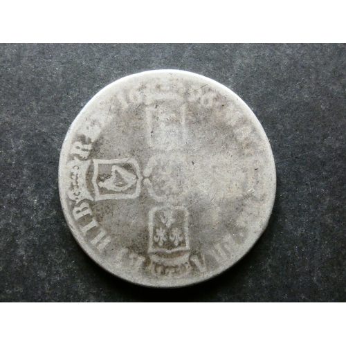 44 - COIN.  England, William III (1694-1702). Silver Crown (5 Shillings), 1696, first draped bust, first ... 