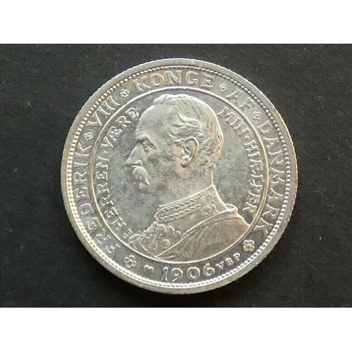 92 - COIN. Denmark, Christian IX (1863-1906) & Frederick VIII (1906-1912), Silver 2 Kroner, 1906(h) VBP-G... 