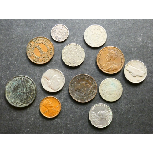 121 - COINS.  World, Americas, small group including British Guiana, silver 4 Pence, 1918, KM, together wi... 