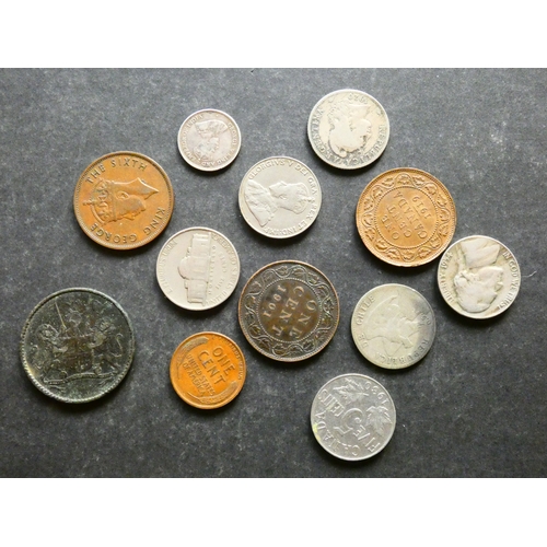 121 - COINS.  World, Americas, small group including British Guiana, silver 4 Pence, 1918, KM, together wi... 