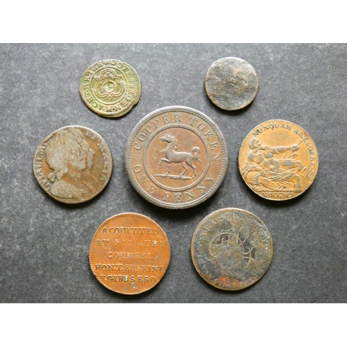 138 - TOKENS.  Various, including 19th Century Penny, 1812, Warwickshire, BIRMINGHAM & SOUTH WALES, Wither... 