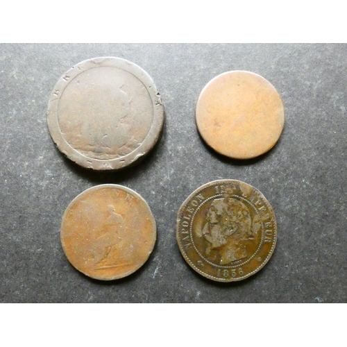 145 - TOKENS.  Countermarked and engraved coins, United Kingdom, various traders' countermarks, including ... 