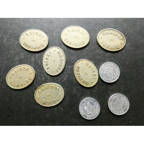 150 - TOKENS. Transport tokens, various, including England; 7x Lancashire, Manchester, JOHN GREENWOOD, 3d ... 