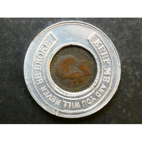 156 - TOKEN.  United Kingdom, Jersey, lucky piece, obverse; GOOD LUCK FROM CHELSEA HOTEL GLOUCESTER ST. JE... 