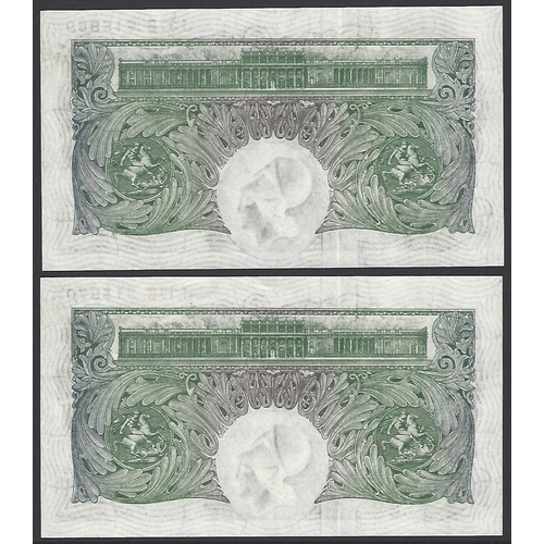 2 - BANKNOTES.  United Kingdom, Bank of England, 1 Pound, sign. P.S. BEALE, B268 (BE54c), consecutive pa... 