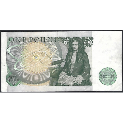 7 - BANKNOTE.  United Kingdom, Bank of England, 1 Pound, sign. D.H.F. SOMERSET, B341 (BE87c), serial num... 