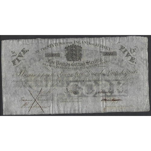 12 - BANKNOTE.  United Kingdom, Jersey, States of the Island of Jersey, Interest Bearing Note of 5 Pounds... 