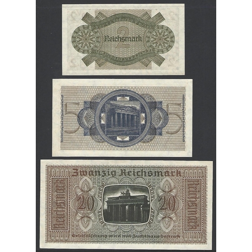 17 - BANKNOTES.  Germany, German Occupied Territories WWII, ND(1940-1945), including 2 Reichsmark, emboss... 