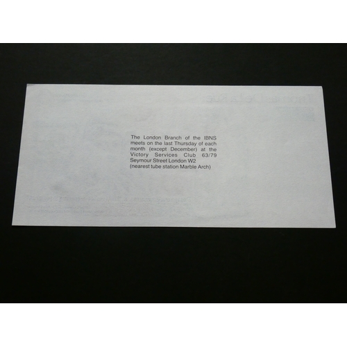 26 - EPHEMERA.  United Kingdom, printer's die rest note, Thomas de la Rue, circa 1988, portrait of Willia... 