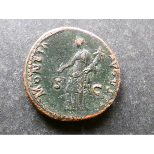 49 - COIN.  Roman Empire, Domitian (81-96 CE), copper As, 11.11g, obverse; IMP CAES DOMIT AVG GERM COS XV... 