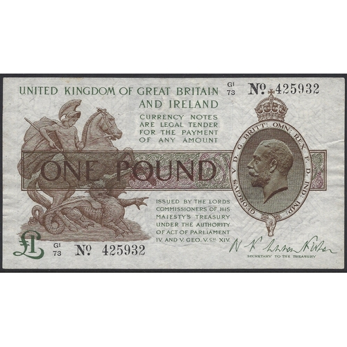 1 - BANKNOTE.  United Kingdom, Treasury, 1 Pound, second issue, ND(1923-1927), sign. N.F. WARREN FISHER,... 