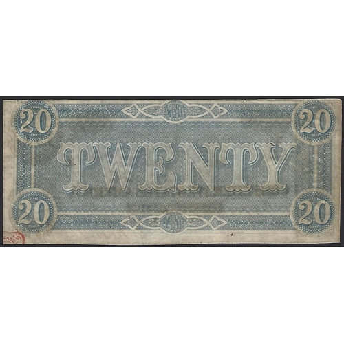 28 - BANKNOTE.  Confederate States of America, Richmond, 20 Dollars, 17.2.1864, series 3, letter D, sign.... 