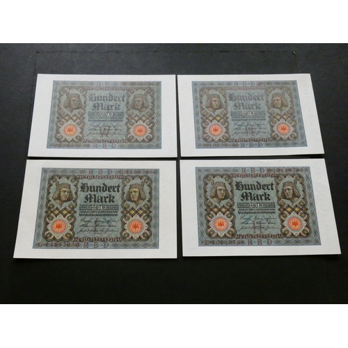 31 - BANKNOTES.  Germany, Weimar Republic, 100 Mark, 1st November 1920, P-69b, NEF to AUNC (4)