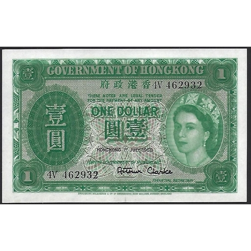 34 - BANKNOTE. Hong Kong, British administration, Elizabeth II (1952-2022), 1 Dollar, 1st July 1958, sign... 