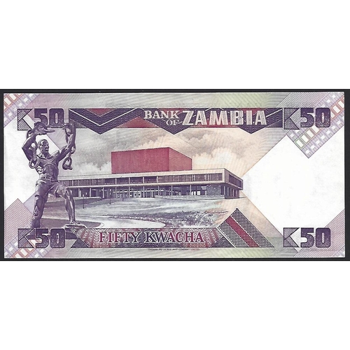 43 - BANKNOTE.  Zambia, 50 Kwacha, ND(1986-1988), sign. P-28, replacement issue, prefix 1/Z, VF+