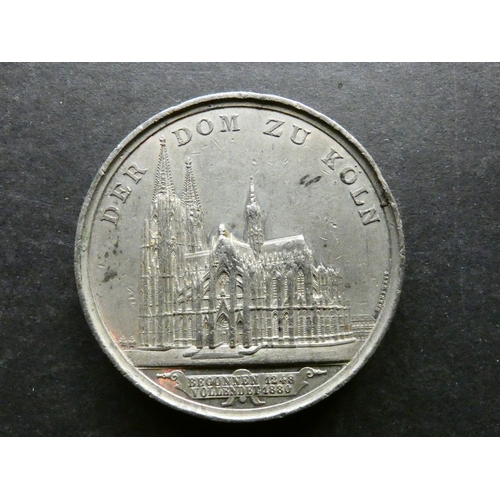 198 - MEDALLION.  Germany, 1880, completion of Cologne Cathedral, obverse; DER DOM ZU KÖLN, view of cathed... 