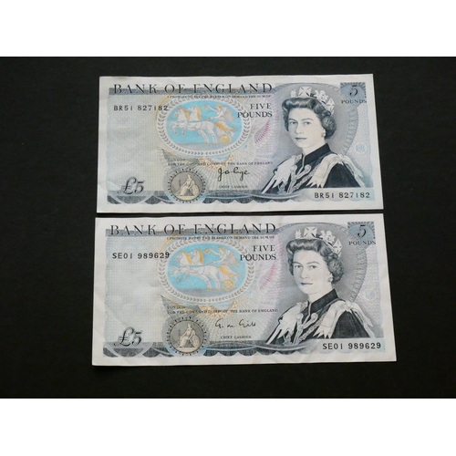 14 - BANKNOTES.  United Kingdom, Bank of England, 5 Pounds, ND(1973-1980), series D pictorial, sign. J.B.... 