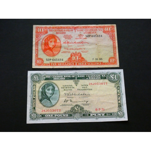 36 - BANKNOTES.  Ireland, Central Bank of Ireland, 10 Shillings, 7.10.[19]65, sign. M. Ó MUIMHNEACHÁIN an... 