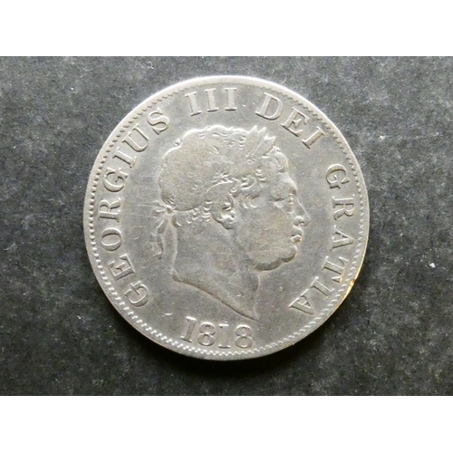 59 - COIN.  United Kingdom, George III (1760-1820), silver Halfcrown, 1818, S-3789, VG+, lightly cleaned