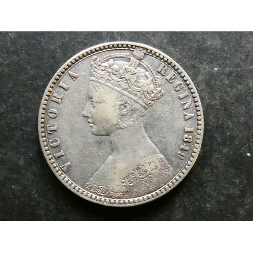 60 - COIN.  United Kingdom, Victoria (1837-1901), silver Florin, 1849, W.W. behind bust, S-3890, NVF/F+