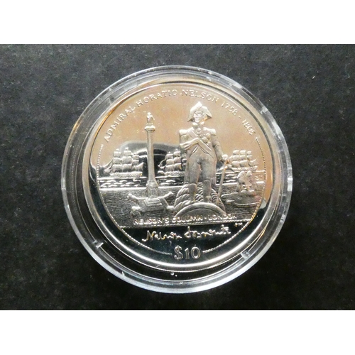 113 - COIN.  British Virgin Islands, silver $10, 2005, bicentenary of the Battle of Trafalgar, silver Proo... 