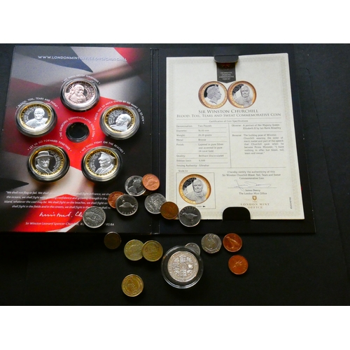 121 - COINS. Gibraltar, 4x silver-plated and gilt bronze 2 Pounds, 2015, Winston Churchill commemoratives,... 