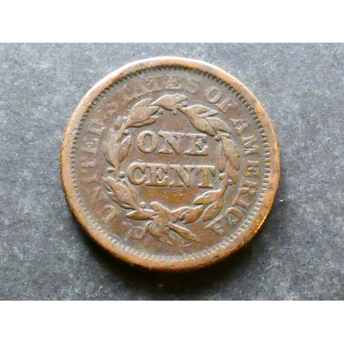 144 - COIN.  United States of America, copper 1 Cent, 1850, KM67, VG