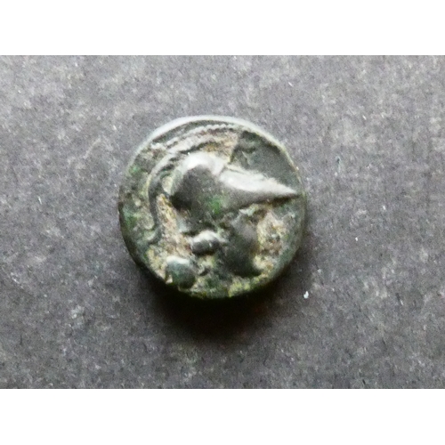 90 - COIN.  Ancient Italy. Apulia, AE15, 3.65g of Rubi, modern-day Ruvo di Puglia, circa 217 BCE, obverse... 