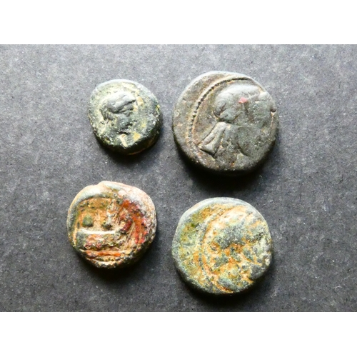 99 - COINS.  Ancients, Seleukid Kingdom x4, including AE13, 2.30g, of Demetrios I, Soter, 162-150 BCE, mi... 