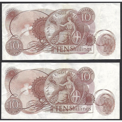 6 - BANKNOTES.  United Kingdom, Bank of England, 10 Shillings, ND(1967-1969), series C portrait, sign. F... 