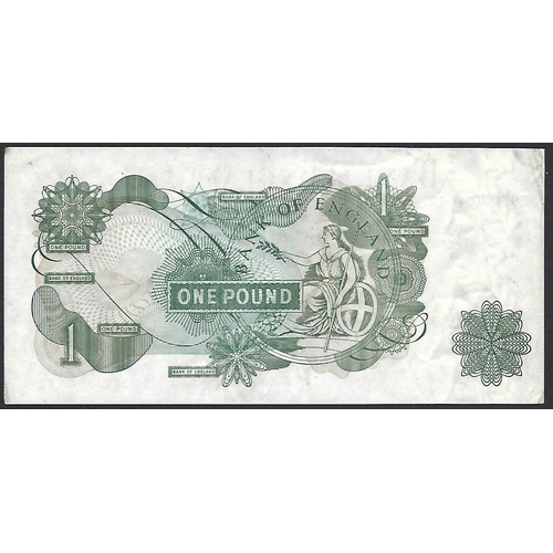 11 - BANKNOTE.  United Kingdom, Bank of England, 1 Pound, ND(1970-1977), series C Portrait, sign. J.B PAG... 