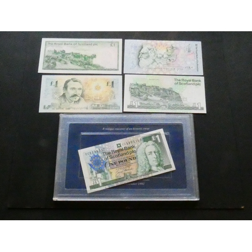 42 - BANKNOTES.  United Kingdom, Scotland, Royal Bank of Scotland, 1 Pound, various, including 1.5.1986 s... 