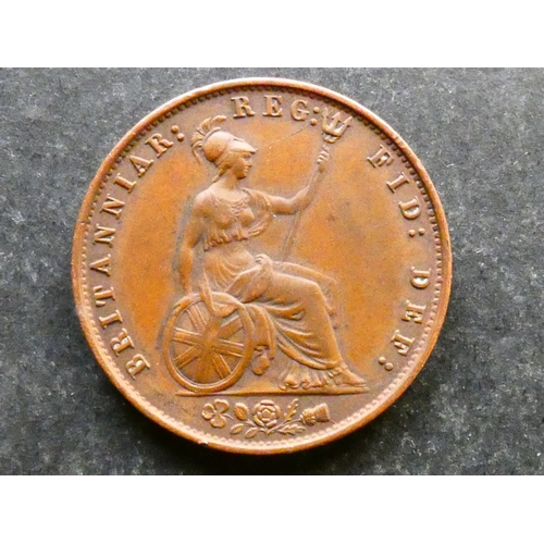 101 - COIN.  United Kingdom, Victoria (1837-1901), copper Halfpenny, 1858, S-3949, NEF, trace original lus... 