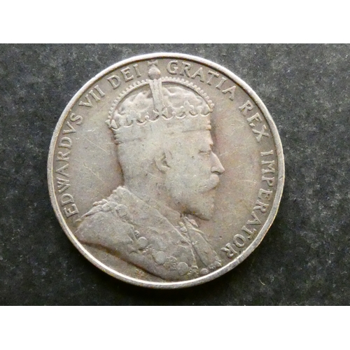 145 - COIN.  Cyprus, Edward VII (1901-1910), silver 18 Piastres, 1907, KM10, VG