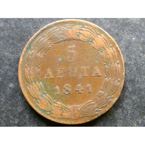 168 - COIN.  Greece, Othon, Otto of Bavaria (1832-1862), copper 5 Lepta, 1841, KM16, NF