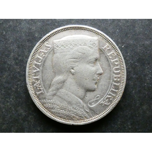 183 - COIN.  Latvia, 5 Lati, 1931, KM9, GF/NVF, dig, scratches.