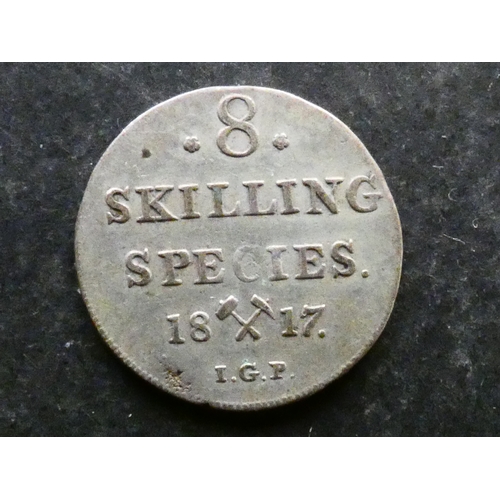 188 - COIN.  Norway, Carl XIII of Sweden (1809-1818), silver 8 skilling = 1/15 Speciesdaler (½ Mark), 1817... 