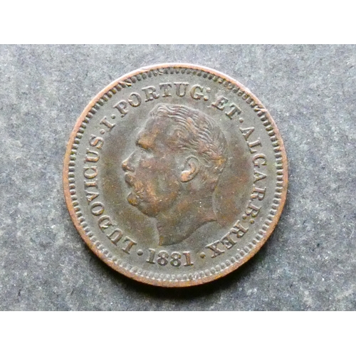 200 - COIN. Portuguese India, Luiz I (1861-1889), copper 1/8 Tanga, 1881, KM307, NVF