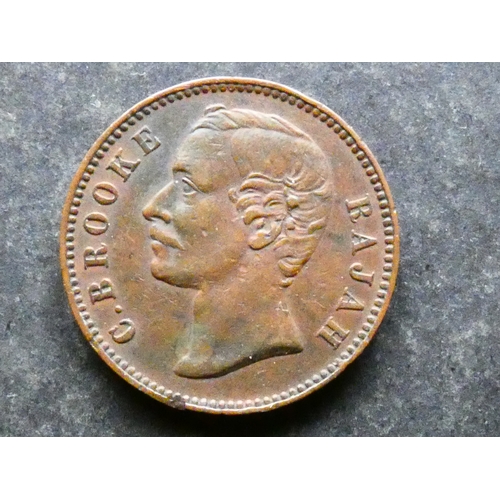 204 - COIN.  Sarawak, Charles J. Brooke, Rajah (1868-1917), copper ½ Cent, 1870, KM5, Fine+, small eks