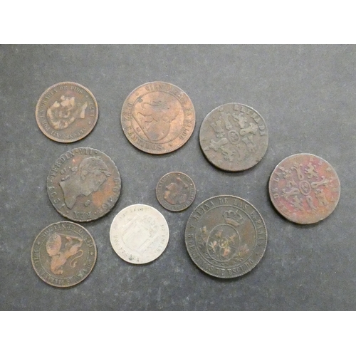 208 - COINS.  Spain, small collection of modern minors, including copper 8 Maravedis (1831, 1840, 1841), ½... 