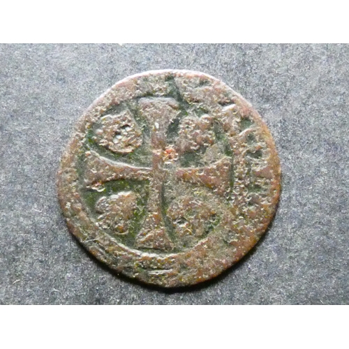 237 - TOKEN. England, Edward II (1307-1327), brass jeton, obverse; lion rampant left, reverse; large cross... 