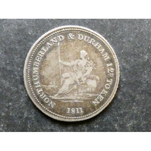 250 - TOKEN.  Great Britain, 19th Century Tradesman's token, silver Shilling, England, Northumberland, obv... 